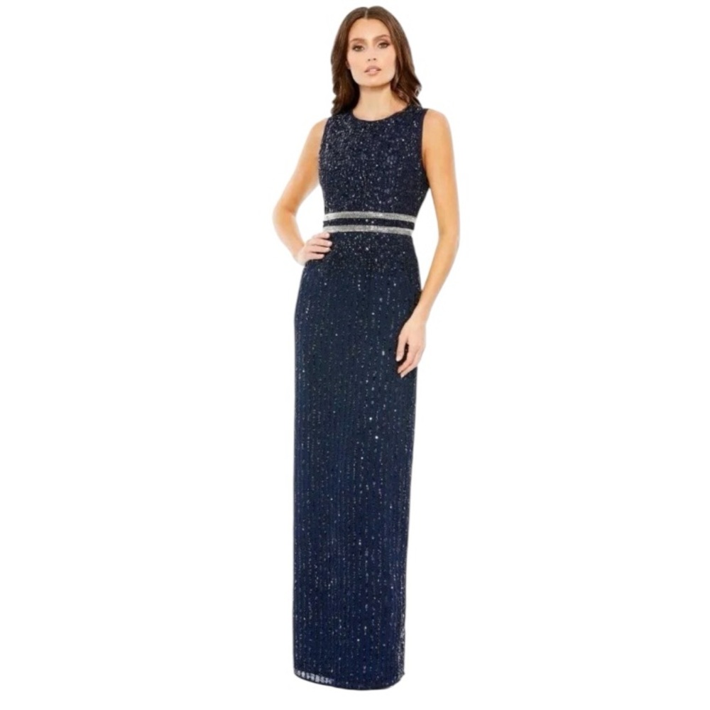 NWT Mac Duggal 93603 Women’s Midnight Sequin Beaded Wedding Gala Gown